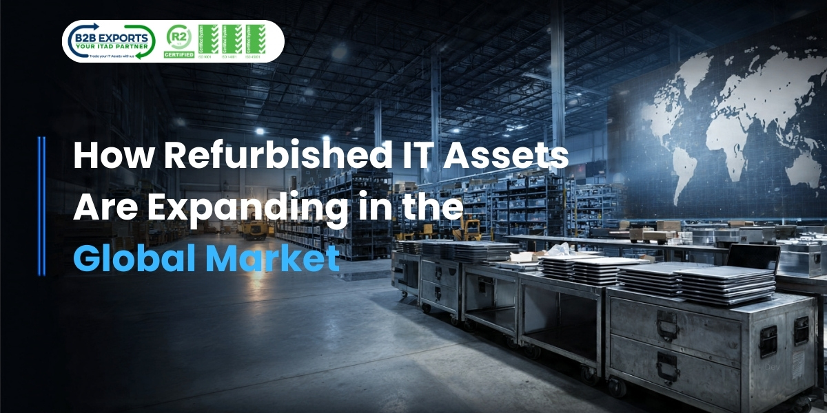 Refurbished IT assets including laptops and enterprise hardware prepared for global IT asset remarketing and resale